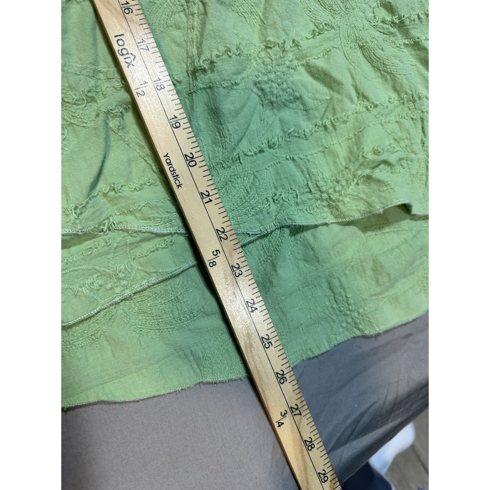 Cottonseed Lime Green Embroidered Floral Tunic Top L - Picture 6 of 8